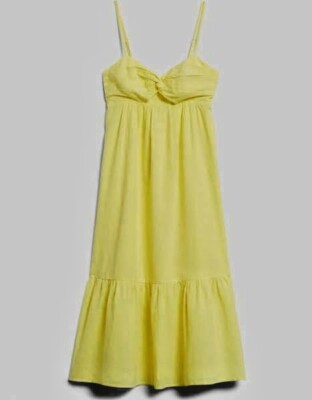 NWT Linen/Cotton Banana Republic Yellow Front Knot Midi Dress Sz 10 $109 |  eBay