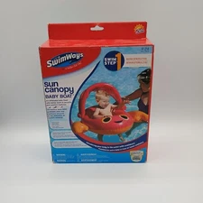 Swimways Sun Canopy Baby Boat Inflatable Pool Float Made In USA 9-24 Months