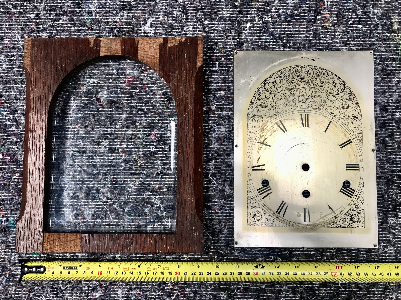 Antique Bracket Clock Oak Door Frame Bevelled Glass & Dial