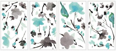 RoomMates RMK2687SCS Blossom Watercolor Bird Branch Peel And Stick Wall Decals 