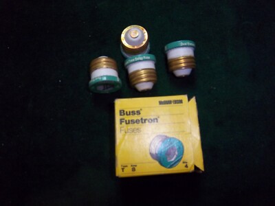 Box of 4 NEW BUSS T8 Fusetron 8 Amp Screw-In Type Bussmann Fuses~ Aisle J