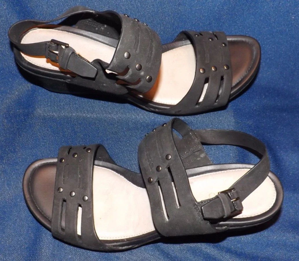 Sandali Ecco Touch neri in pelle scamosciata borchie con cinturini comodi EU 37 6 5?