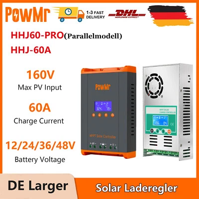 Controlador de carga Powmr 60A MPPT para regulador de panel solar 12V 24V 36V 48V