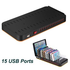 100W 15-Port USB Charger Smart Charging Power Station Dock Hub for Phones Tablet