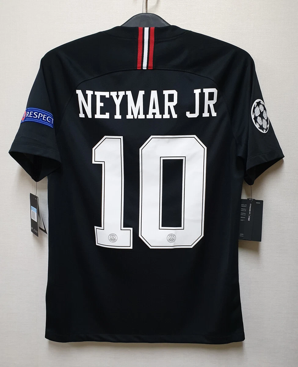 Maillot de Foot Paris Saint Germain NEYMAR JR 10 Jordan Noir Enfant  Troisieme 2018/19 ML