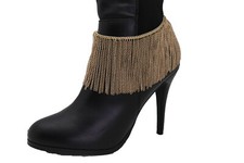 Women Gold Metal Chain Boot Bracelet Shoe Long Fringes Charm Anklet Dance Party