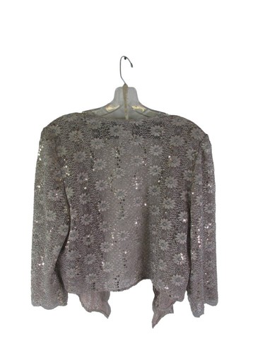 Alex Evenings NWT Women's Stone (Taupe) Floral Lace Sequin Prom Jacket, Size 12 - Picture 5 of 6