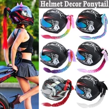 Helmet Braids Ponytail Motorcycle Helmet Braiding Pigtails Hair Straight Curly