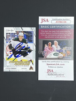 Logan Cooley Signed 2023-24 O-Pee-Chee RC IP Auto JSA Arizona Coyotes