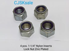 4 pcs. 1-1/4" Nylon Inserts Lock Nut Zinc Plated (NEW).