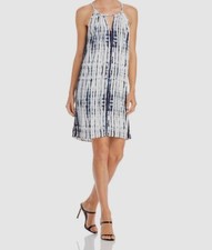 $138 Karen Kane Women's White Marble Print Keyhole Neck Shift Dress Size S