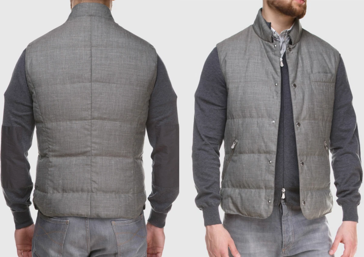 Brunello Cucinelli Wool Mix Goose Down Gilet Vest Jacket Daunen