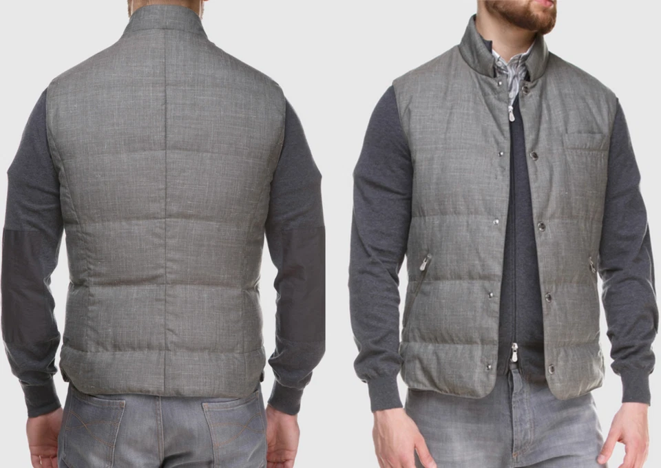 Brunello Cucinelli Wool Mix Goose Down Gilet Vest Jacke Daunen Weste Jacket M