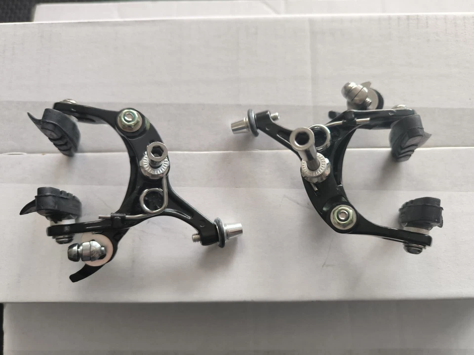 PINZA FRENO ANTERIORE POSTERIORE BICI STRADA NERO ALLUMINIO SGANCIO RAPIDO - Immagine 2 di 2