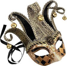 Mardi Gras Vintage Harlequin Masquerade Jolly Jester Mask Cosplay Carnival Party