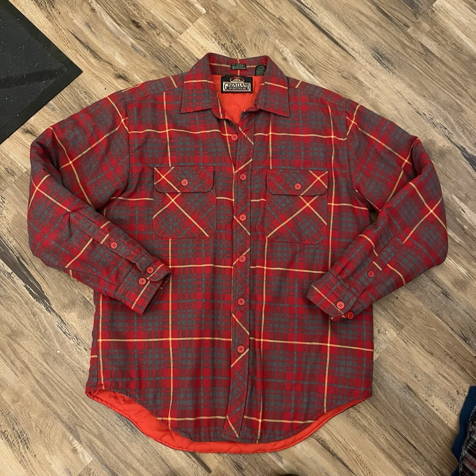 Men’s Vintage 90s Greatland Outdoor Arctic Quilt Lined Plaid Flannel Shirt Sz M