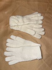 2 Sets Of Vintage WOMAN'S KNIT GLOVES White Acrylic