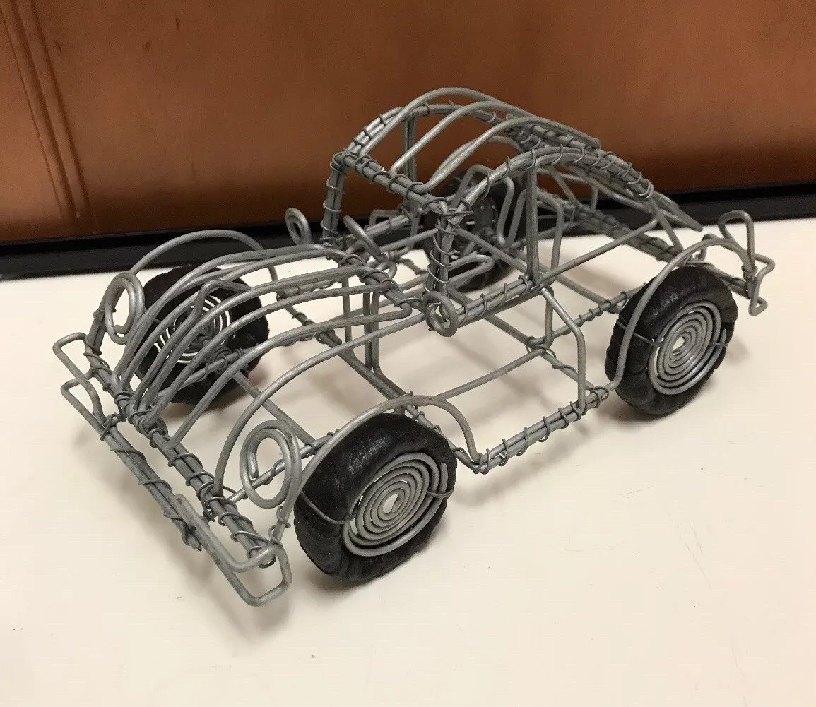 Buggy アート Vintage Sculpture Art Metal Wire Volkswagen Beetle Buggy Car
