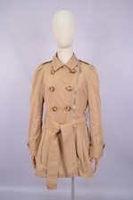 Womens Moncler Elysee Nylon Beige Double Breasted Trench Coat Belted Size 3/M-L