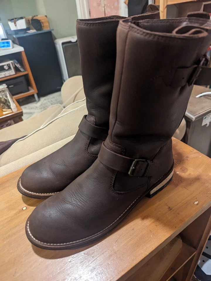 Kodiak Mujer Zapatos Marrón 8 M Cuero Alcona Montar Moto Moto Hebilla Botas Foto 2 de 4