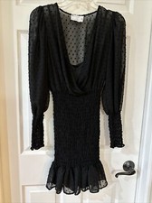 ASOS Design Women's Size 4 Dress Black Sheer Lined Knee Length