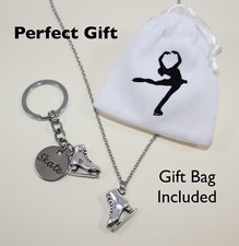 Ice Skating Skates Pendant Necklace and keychain, Gift for Figure Skater Silver