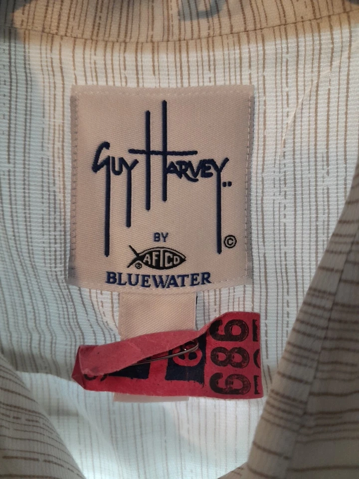 Camisa de Pesca Guy Harvey Bluewater L Camping Hawaiano Papá Exterior Ligera Foto 4 de 4