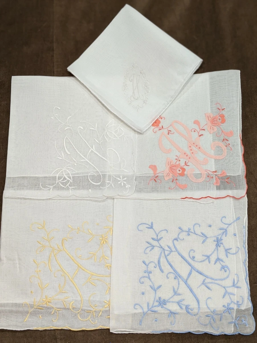 Vintage monogrammed handkerchiefs deals