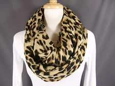 Brown Black cheetah leopard super soft circle infinity endless loop long scarf