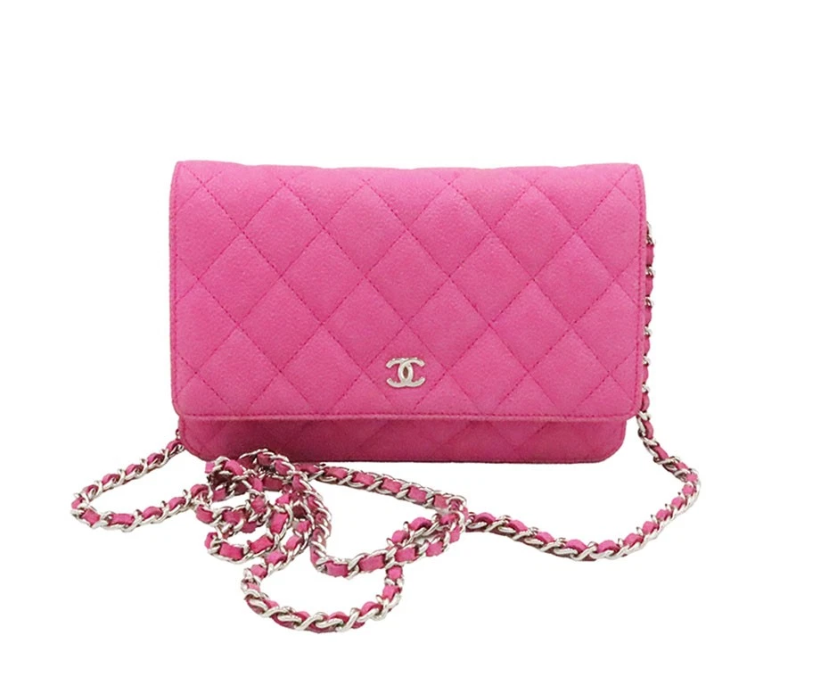 Cartera Chanel Clásica WOC Rosa Caviar Acolchada Sobre Cadena con Caja, Papeles y Bolsa para el Polvo Foto 3 de 4