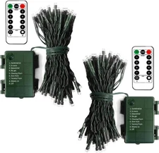 echosari [2 Pack Battery Operated Christmas 2 Sets of 50 LEDs, Cool White 