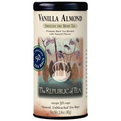 The Republic of Tea   Vanilla Almond Black Tea Tin, 50 Tea Bags, Naturally 