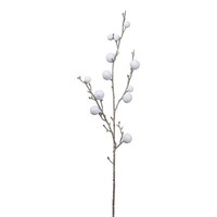 Artplants KüNstlicher Zweig Baumwolle Grifon Mit FrüChten, Weiß, 90Cm