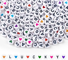 1000PCS Colourful Letter Beads for Threading, 4 X 7 MM, A-Z White Letter Beads a