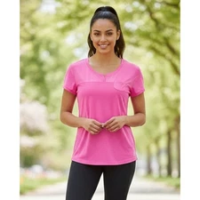 RBX Performance X-Dri Athletic Top Womens M Short Sleeve Pink Stripe Lightweight
