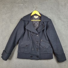 Filson 100% Virgin Wool Pea Coat Jacket Navy Made in USA 20025 Womens Medium
