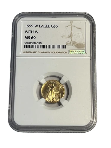 American Gold Eagle 1999-W Error NGC MS69 With W $5 1/10 oz Uncirculated Coin 5B