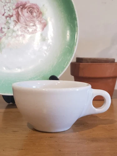 Chunky Ironstone 1950s Buffalo China Restaurant Ware Coffee Mug White USA