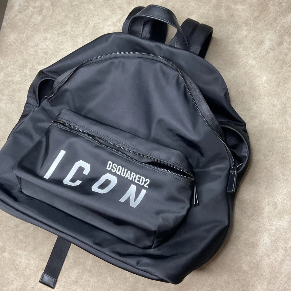 DSQUARED2 ICON Backpack Daypack Black Large Nylon Leather - Image 4 of 4