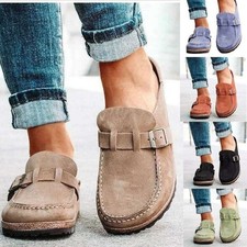 UK Soft Shoes Shoes Slip On Mules Sliders Buckle Flat Sandals Ladies Loafers