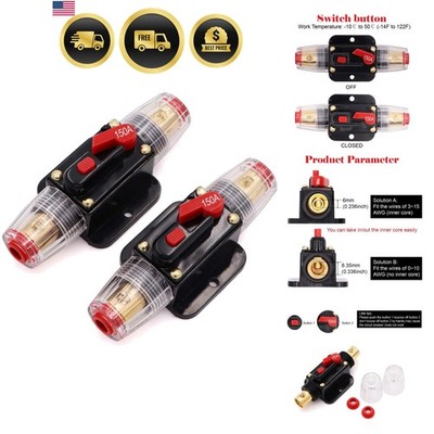 Car Marine Circuit Breaker 150A Inline Fuse Switch 12V 24V Pack of 2