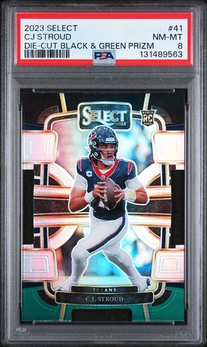 2023 PANINI SELECT DIE-CUT BLACK & GREEN PRIZM #41 CJ STROUD PSA 8