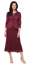 Alex Evenings 2 Piece Jacquard Chiffon Dress Blazer SET Size 22W PLUS JAN833
