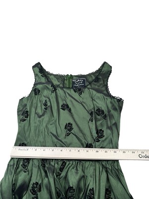 green emerald velvet dress Green Satin Long Sleeve Frill Bella Mini Dress main image 1