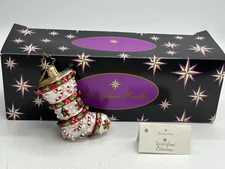 Christopher Radko Candy Cane Stocking Little Gem Christmas Ornament