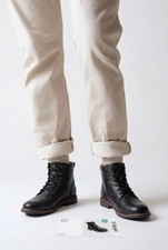 Jeffrey Black Lace-Up Combat Leather Men's Boots Round Toe Casual Fall Winter 8