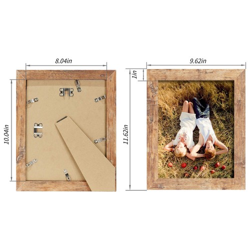 8x10 Picture Frame Set of 4, High Definition Real Glass Rustic Brown Frame, 8... - Picture 2 of 7