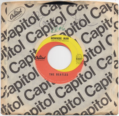 BEATLES Nowhere Man VERY RARE CAPITOL SWIRL 45 w/ WHITE PERIMETER PRINT