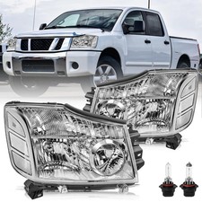 Headlight Assembly For 2004-2015 Titan 2004-2007 Armada Chrome Housing Halogen