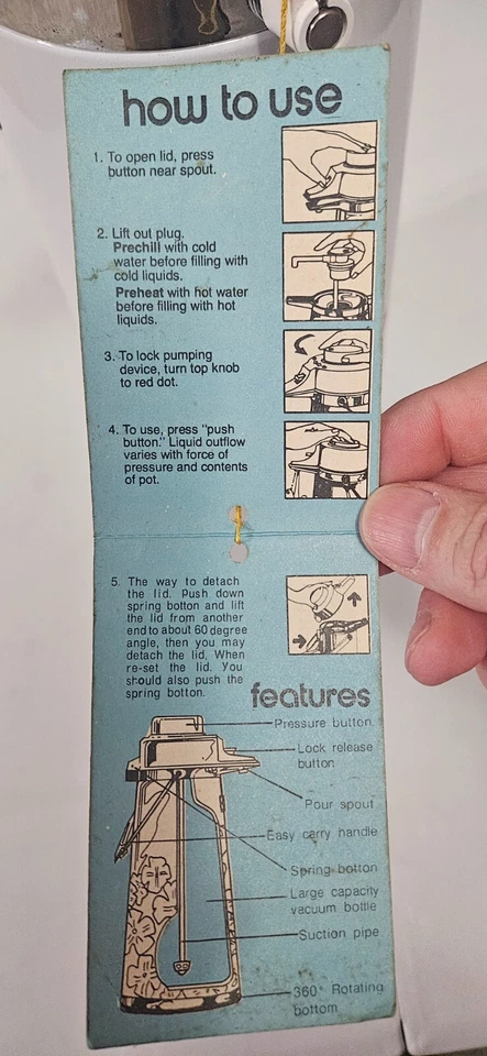 Termo bomba de aire de metal King vintage de 1,9 litros estampado floral frío caliente Foto 4 de 4